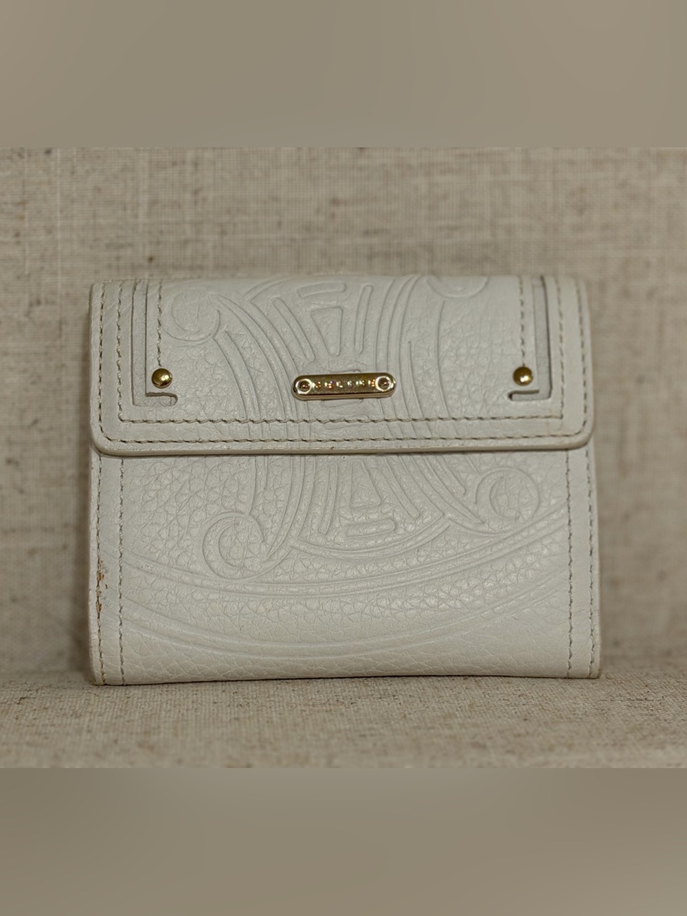 Celine Off-White Embossed Leather Wallet